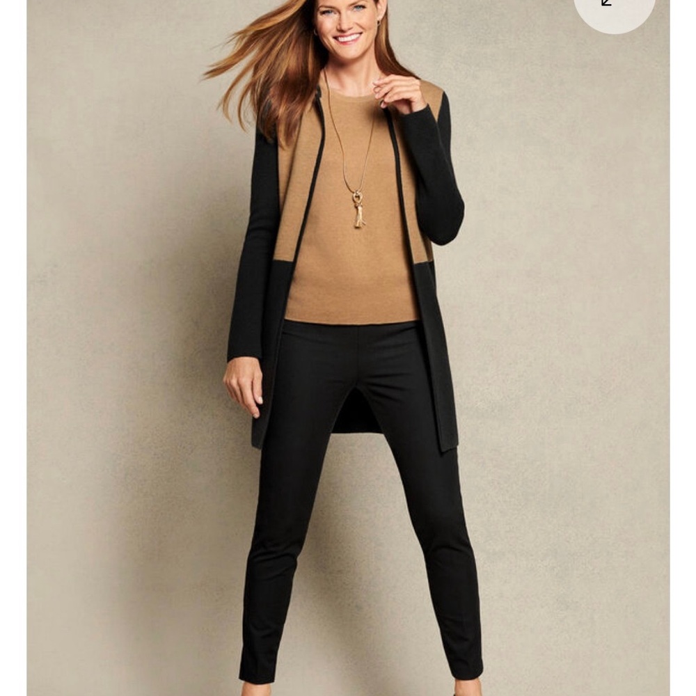 Talbots Merino Blend Color block Sweater Jacket- XL